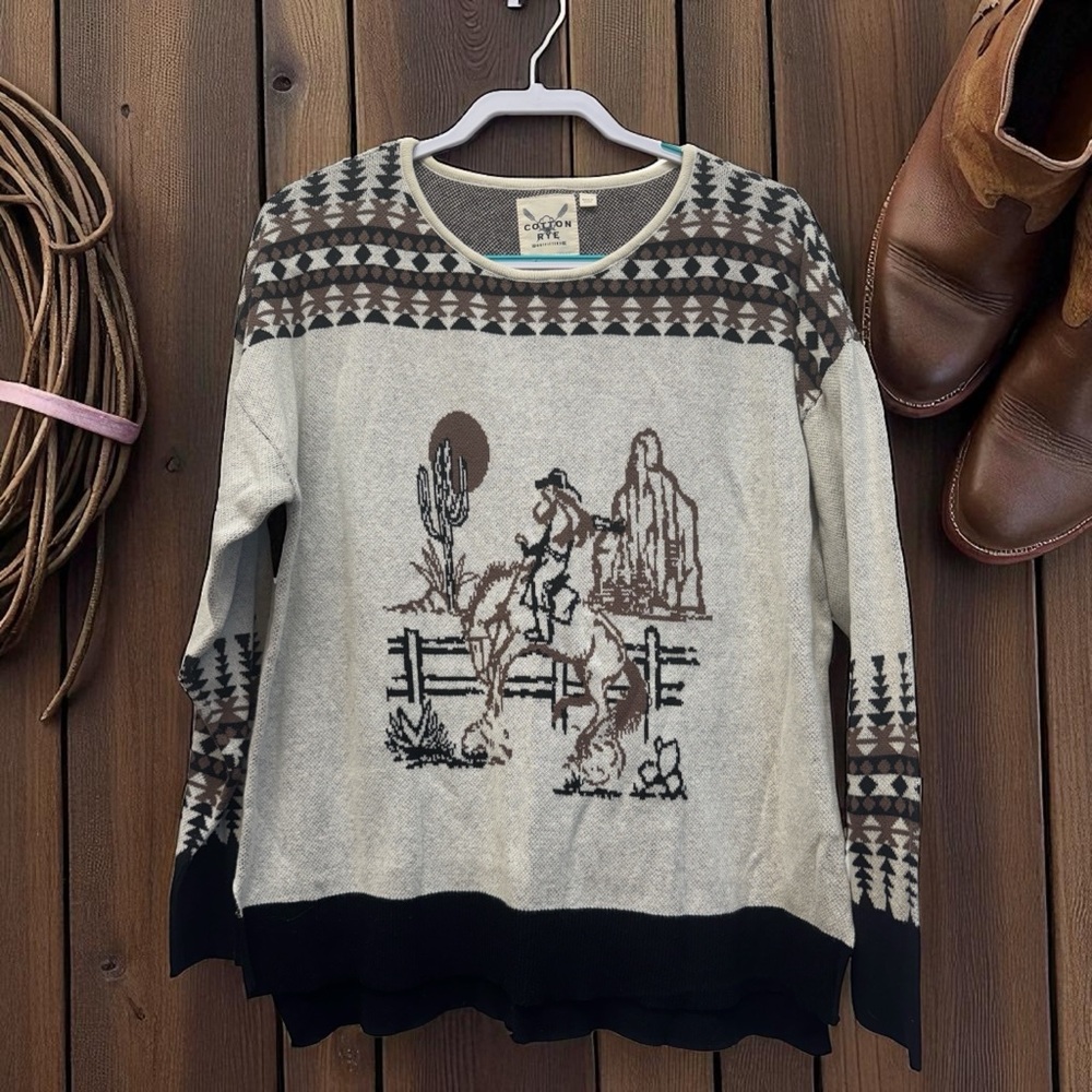 Western Sweater - Black and Brown